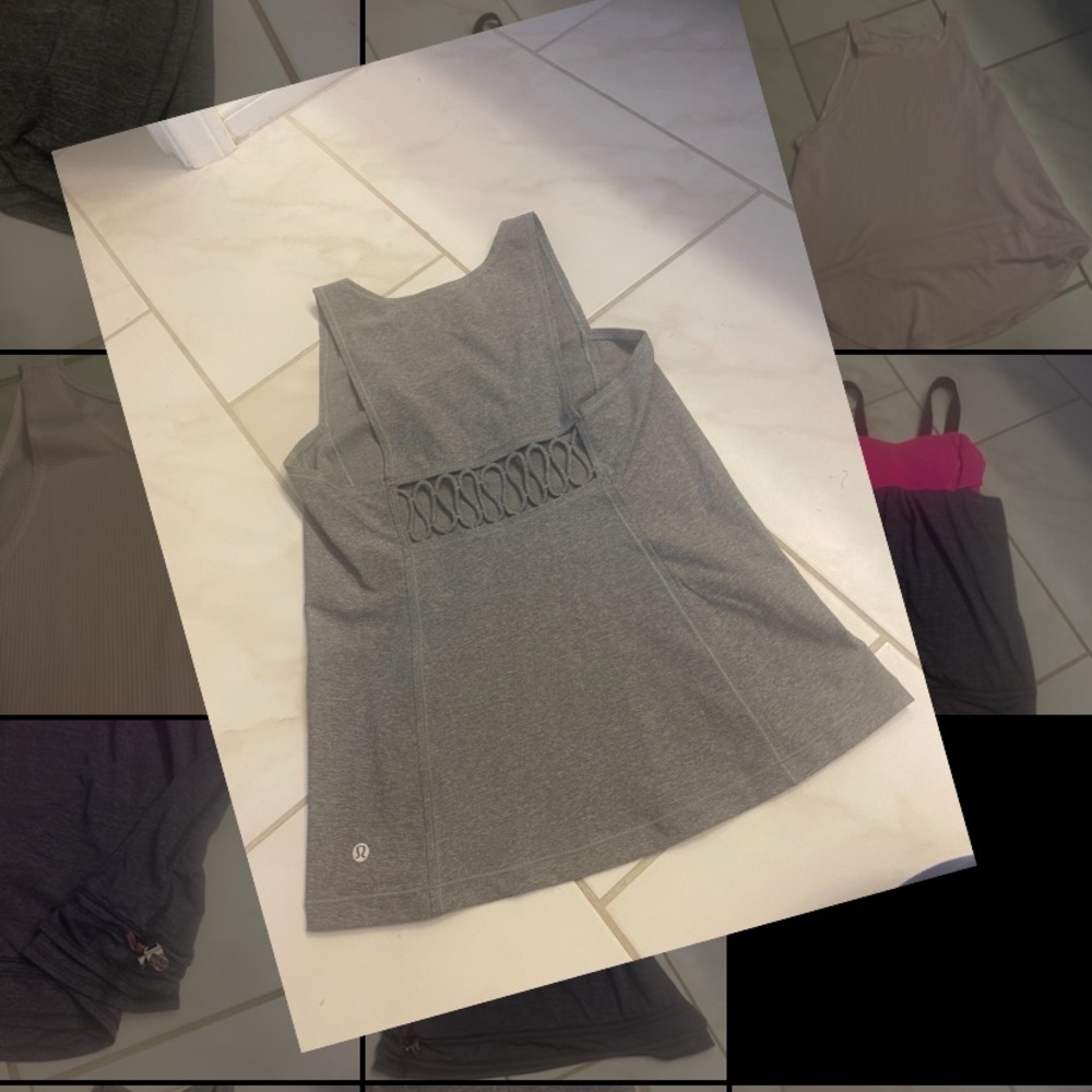 Lululemon back cut out gray tank. Size 8